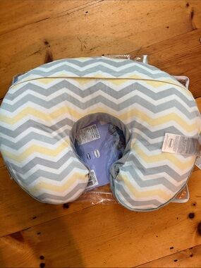 Boppy Nursing Pillow Gray Chevron Yellow White slipcovered infant support